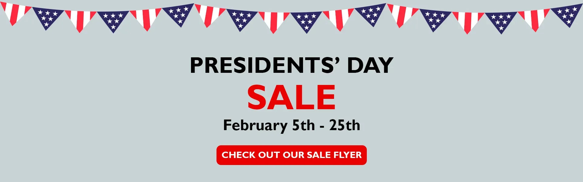 Presidents' Day Sale, February 5th-25th